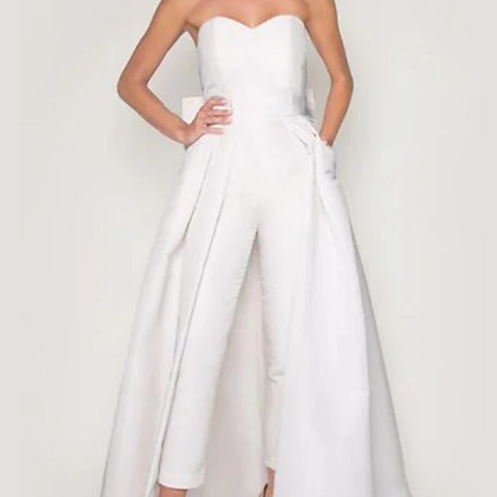 Brand New Wedding or Special Occasion Ivory Sweetheart Neck Jumpsuit